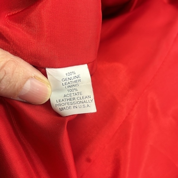 Tony Lama America red leather and suede fringe studded jacket vintage - Picture 12 of 16